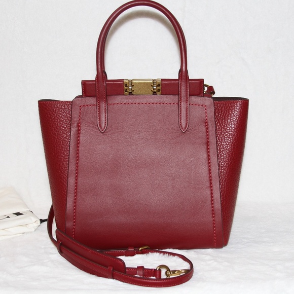 Coach Troupe Tote Deep Red Leather Purse Handbag - Picture 4 of 7